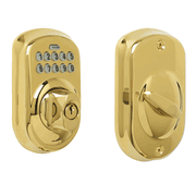 Front and back of a keyed lock.