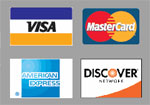 We take MasterCard, Visa, American Express, Discover